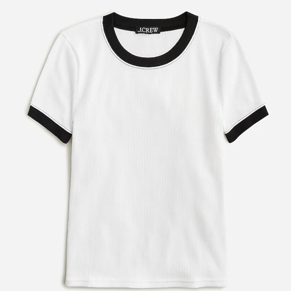 NWOT Vintage rib shrunken T-shirt with contrast trim Size Small S - Picture 1 of 2